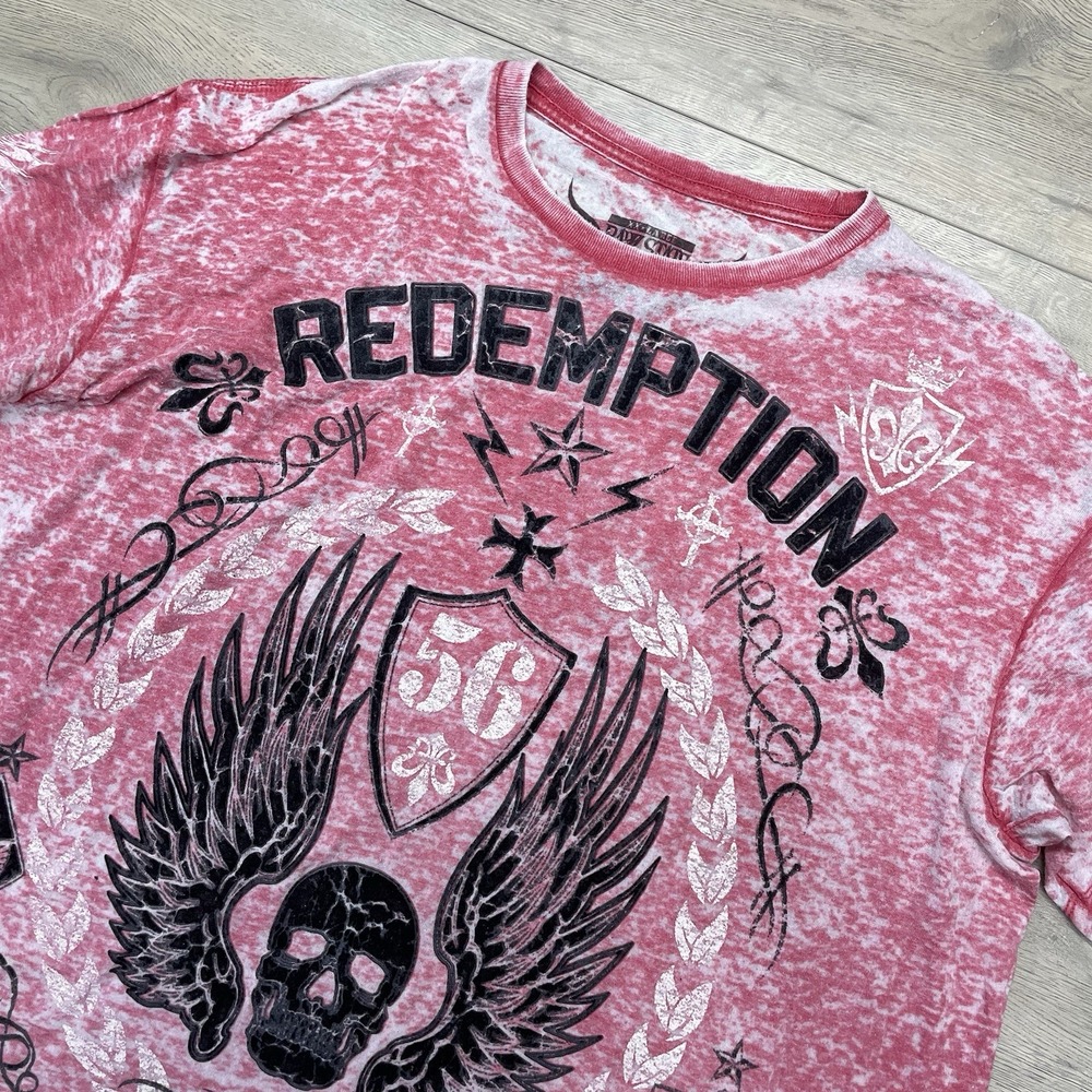Raw State Premium Y2K S/S T Shirt Men Sz XXL Red Punk Rock Metal Redemption